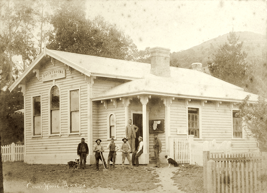 Akaroa Courthouse. H. Poulton photograph, 1885